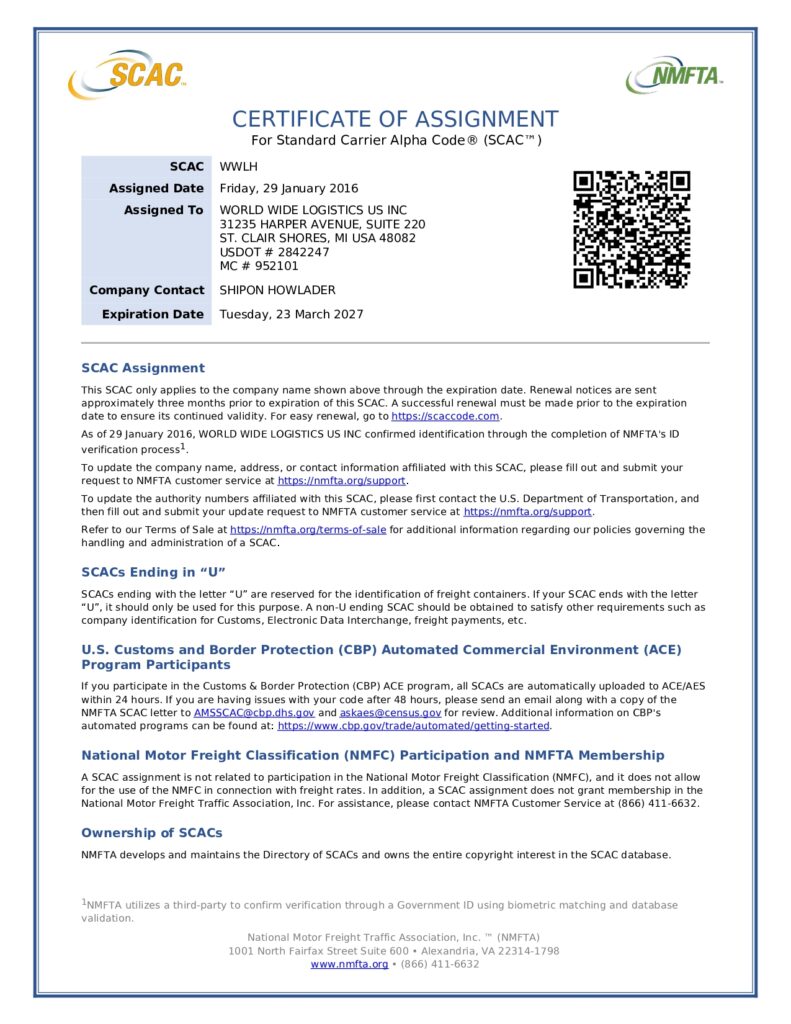 SCAC-certificate